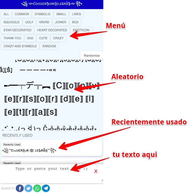 Cómo utilizar este conversor de letras